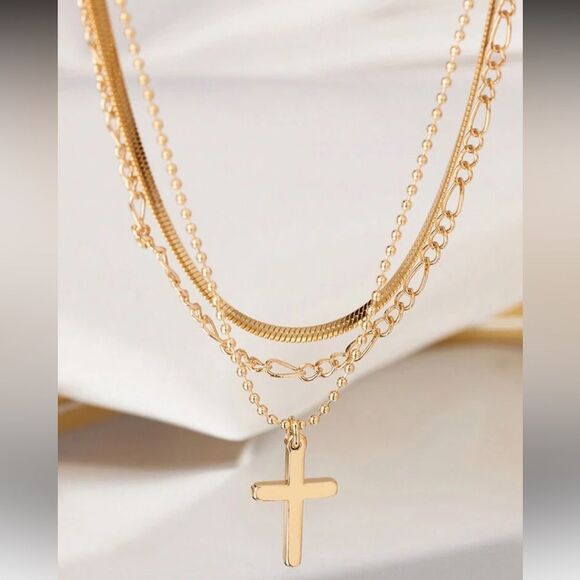 Multilayer cross necklace A1433 - Picture 1 of 5